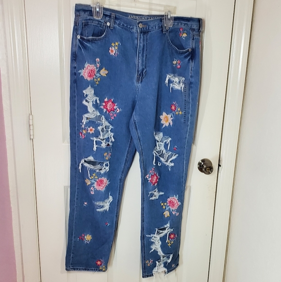 Distressed Floral Mom Jeans | Poshmark